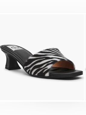 Dolce Vita Zebra-Print Open-Toe Mules in Black and White